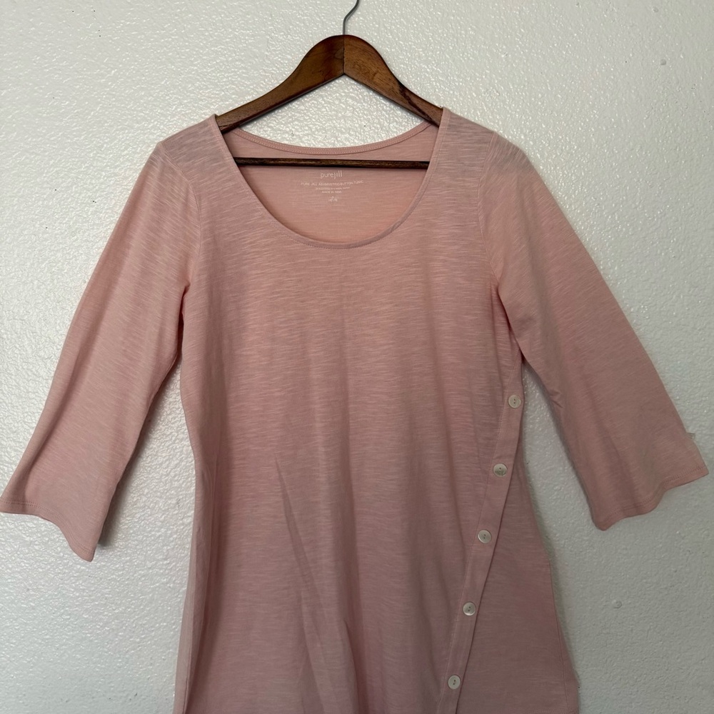 Purejill Blush Pink Asymmetrical Button Tunic size Petite S